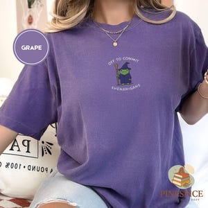 Off to Commit Shenanigans Wizard Frog Funny DnD Tee, Embroidered Comfort Colors 1717, Ren Faire Fantasy Gift