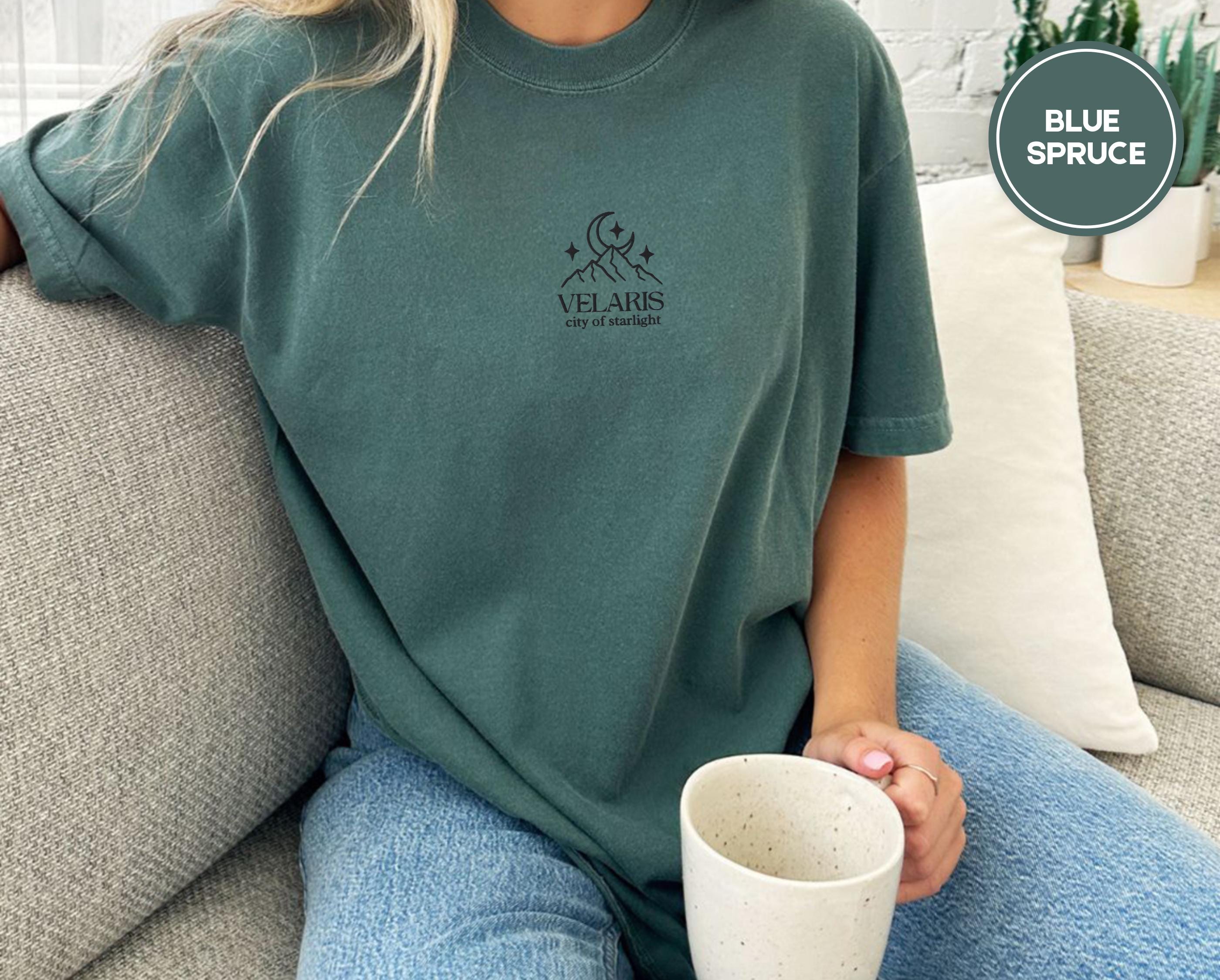 Velaris City of Starlight Embroidered Comfort Colors tee, ACOTAR Shirt, SJM Merch, Fantasy Book Lover Gifts, Bookish Feyre