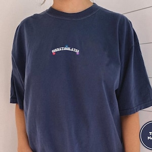 Overstimulated Embroidered Comfort Colors® T-Shirt, Weirdcore Aesthetic Shirt, Funny Neurodivergent, Subtle Weird Stuff Shirt, ADHD Shirt