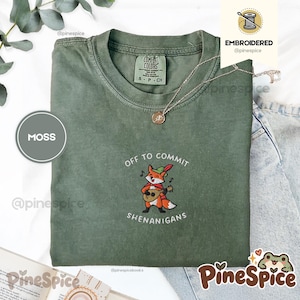 Off to Commit Shenanigans Embroidered Shirt, Bard Fox Ren Faire Comfort Colors Tee