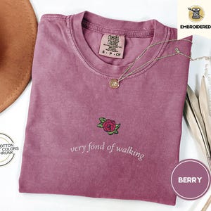 Embroidered pride and prejudice i'm very fond of walking quote, mr darcy elizabeth bennet jane austen tshirt gift for book lovers