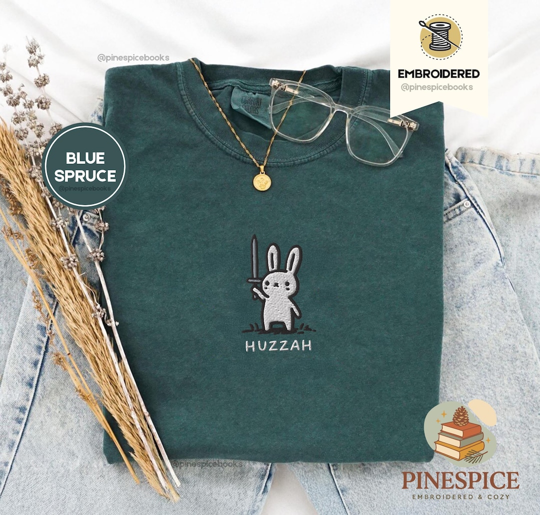 Huzzah Bunny T-shirt, Embroidered Comfort Colors 1717, Funny Medieval ...