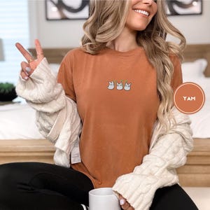Chibi Totoros Embroidered Comfort Colors® Tee – Cute Forest Spirit Shirt, Cottagecore Anime Gift, Cozy Studio Anime inspired Top