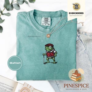 Golf Frog T-Shirt, Funny Embroidered Comfort Colors 1717, Cute Animal Golfer Tee, Whimsical Frog Shirt, Golf Lover Gift