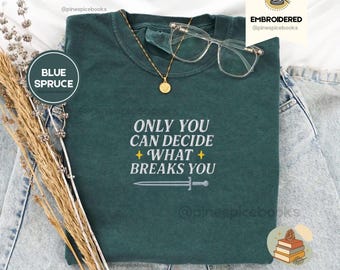 Embroidered Fantasy Romance Comfort Colors Tee, Bookish Quote Shirt