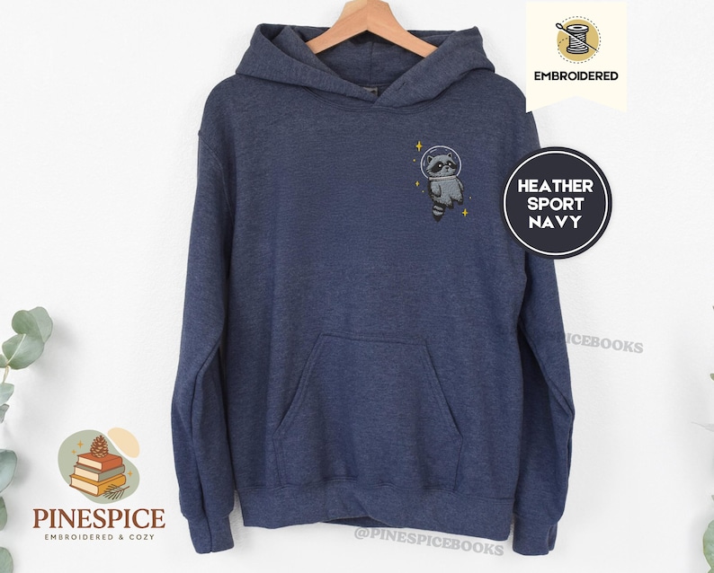 Space Raccoon Hoodie, Chaotic Cute Embroidered Gift, Gildan 18500