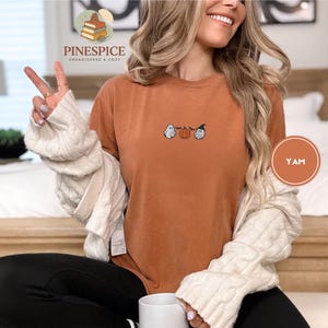 Pumpkins ghosts bats tee, cute halloween embroidered shirt, spooky season t-shirt, comfort colors 1717, cozy fall ghostcore tee, bat shirt