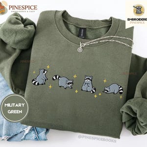 Raccoons Embroidered Sweatshirt, Cute Chaotic Animal Crewneck