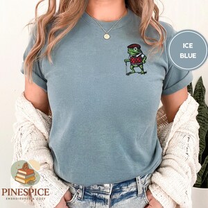 Golf Frog T-Shirt, Funny Embroidered Comfort Colors 1717, Cute Animal Golfer Tee, Whimsical Frog Shirt, Golf Lover Gift