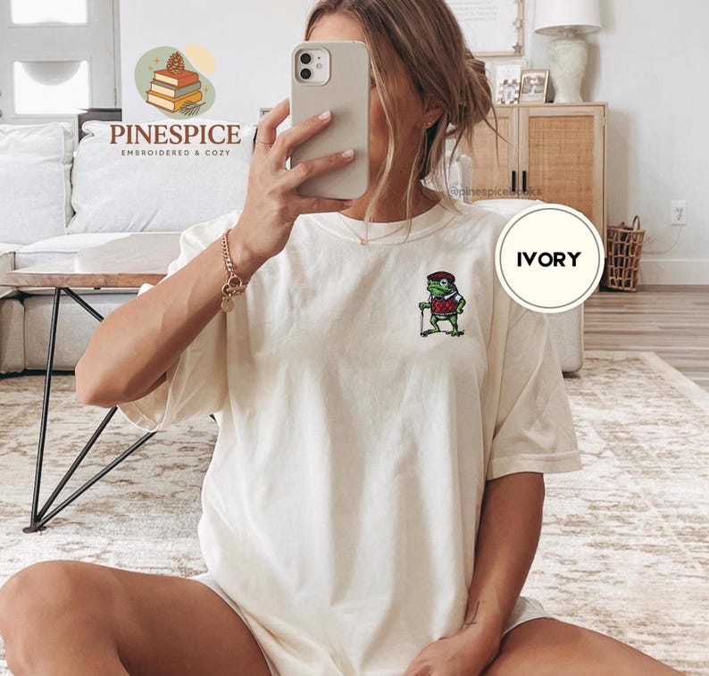 Golf Frog T-Shirt, Funny Embroidered Comfort Colors 1717, Cute Animal Golfer Tee, Whimsical Frog Shirt, Golf Lover Gift