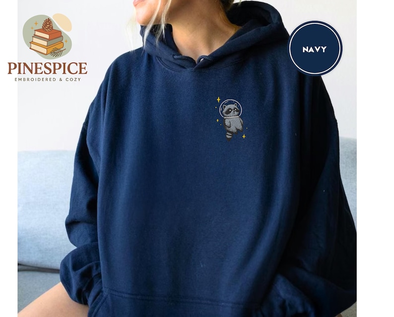 Space Raccoon Hoodie, Chaotic Cute Embroidered Gift, Gildan 18500