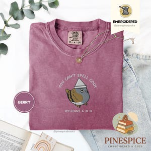 Can’t Spell Cool Without Coo Tee, Embroidered Pigeon Shirt, Funny Bird Lover T-Shirt, Comfort Colors 1717, Urban Birdwatcher Tee