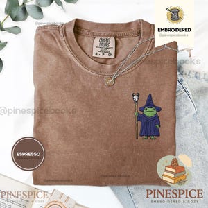 Wizard Frog Embroidered Shirt, DnD Nerd Gift, Ren Faire Tee