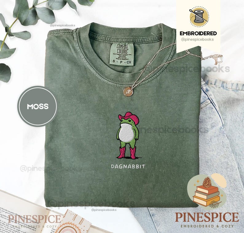 Dagnabbit Cowboy Frog Stickhemd, Pinkes Cowboystiefel-T-Shirt, Lustiges Comfort Colors Shirt Moss
