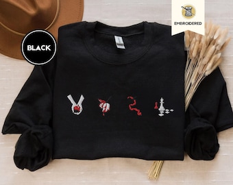 Twilight-Inspired Embroidered Sweatshirt – Book Cover Aesthetic Crewneck