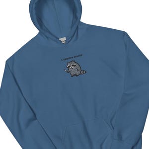 I Require Snacks Hoodie, Embroidered Raccoon Sweatshirt, Funny Gildan 18500 Hoodie, Snack Lover Gift, Cozy Chaos Hoodie, Trash Panda