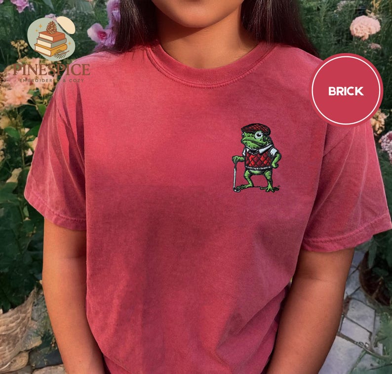 Golf Frog T-Shirt, Funny Embroidered Comfort Colors 1717, Cute Animal Golfer Tee, Whimsical Frog Shirt, Golf Lover Gift