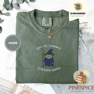 Camiseta divertida de D&D con diseño de rana mago, "A hacer travesuras", colores cómodos bordados 1717, regalo de fantasía de la Feria del Renacimiento