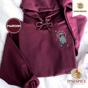 Space Raccoon Hoodie, Chaotic Cute Embroidered Gift, Gildan 18500
