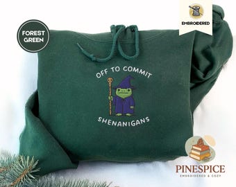 Off To Commit Shenanigans Hoodie, Wizard Frog Embroidered Hoodie, Funny DND RPG Hoodie, Gildan Hoodie