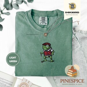Golf Frog T-Shirt, Funny Embroidered Comfort Colors 1717, Cute Animal Golfer Tee, Whimsical Frog Shirt, Golf Lover Gift