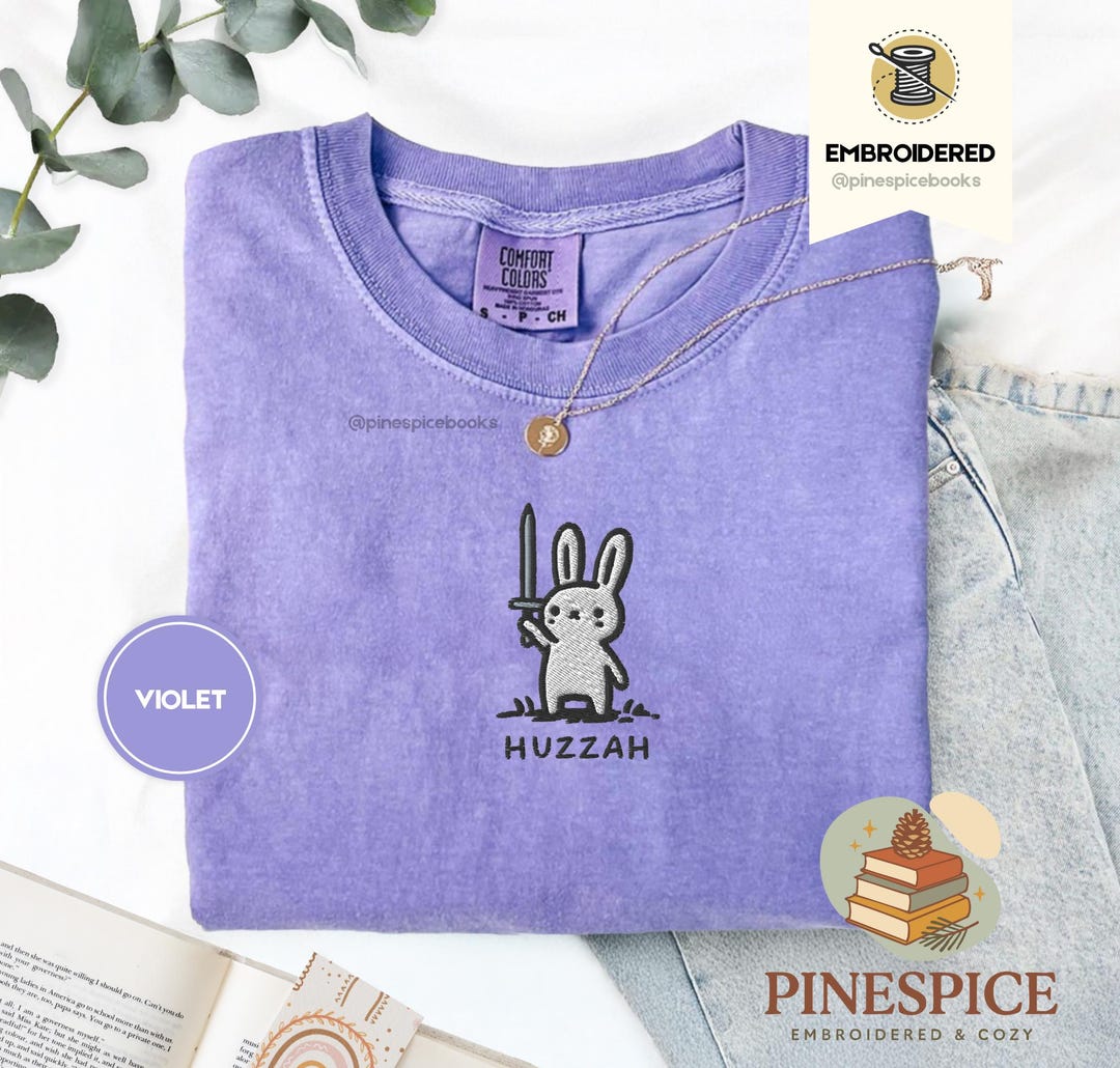 Huzzah Bunny Shirt, Embroidered Sword Rabbit Tee, Dnd Fantasy Gift ...