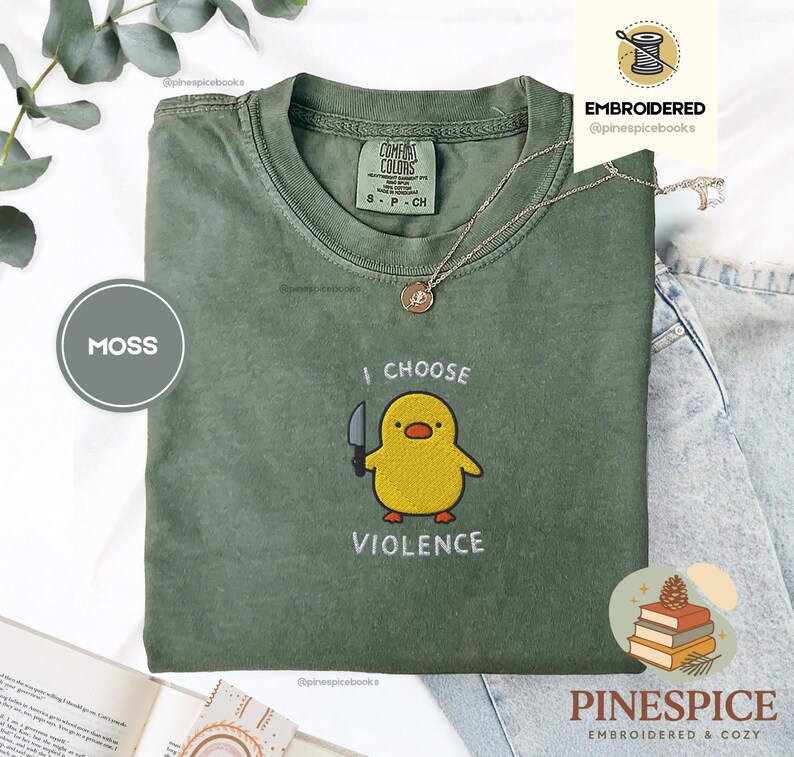 I Choose Violence Shirt, Funny Duck Embroidered Tee, Comfort Colors 1717, Chaotic Meme Shirt, Cute Angry Duck Tee, Funny Animal Gift
