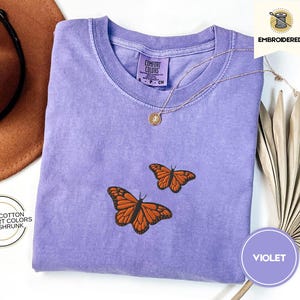 Butterfly Comfort Colors Tee, Embroidered Butterfly Shirt, Minimalist T-Shirt, Embroidered Tee, Embroidered Shirt, Custom Shirt, Retro Shirt