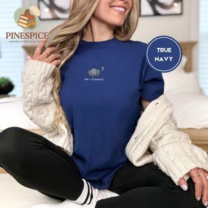 Am I Scawwy T-Shirt, Cute Spider Embroidered Tee, Comfort Colors Funny Wholesome Halloween Shirt True Navy