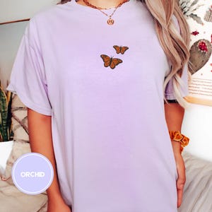 Butterfly Comfort Colors Tee, Embroidered Butterfly Shirt, Minimalist T-Shirt, Embroidered Tee, Embroidered Shirt, Custom Shirt, Retro Shirt