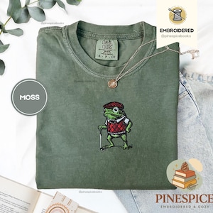 Golf Frog T-Shirt, Funny Embroidered Comfort Colors 1717, Cute Animal Golfer Tee, Whimsical Frog Shirt, Golf Lover Gift