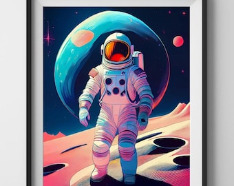 Futuristische neon scifi-muurkunstset | 9 afdrukbare kunstwerken | Digitale download om direct te decoreren