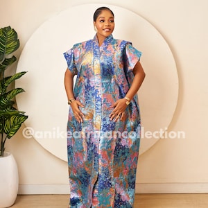 Jurk van Afrikaanse brokaat bubu| Rijke tante Danshiki|Nigeriaanse jurk Bubu| Europese brokaat boubou|Trouwjurk| Feestjurk|Kaftan | Jalabiya