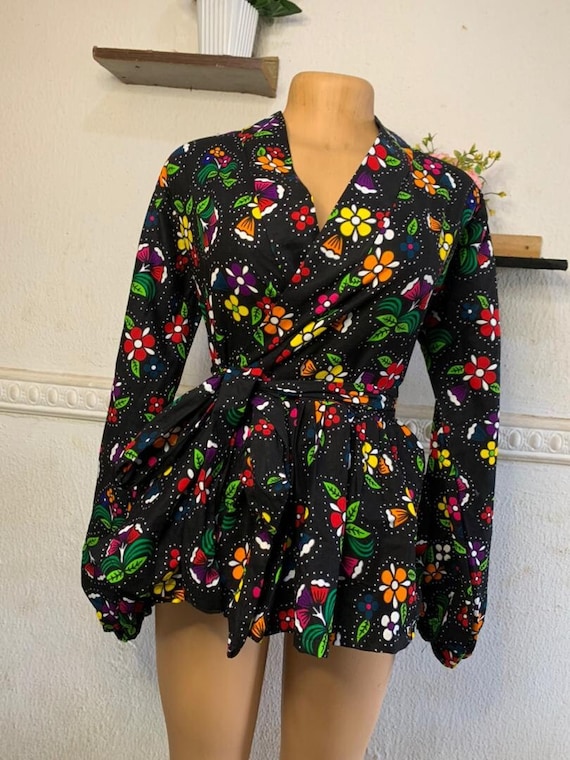 Ankara Peplum Wrap Top African Print Blouse Ankara Blouse