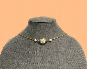 Handmade Vintage Clock Choker Necklace