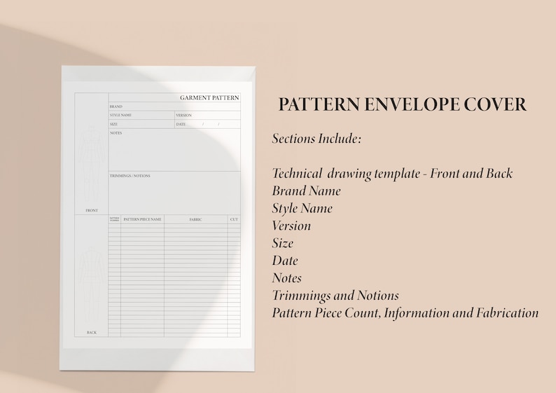 Printable Pattern Envelope Cover Template for Sewing / Sewing Pattern ...