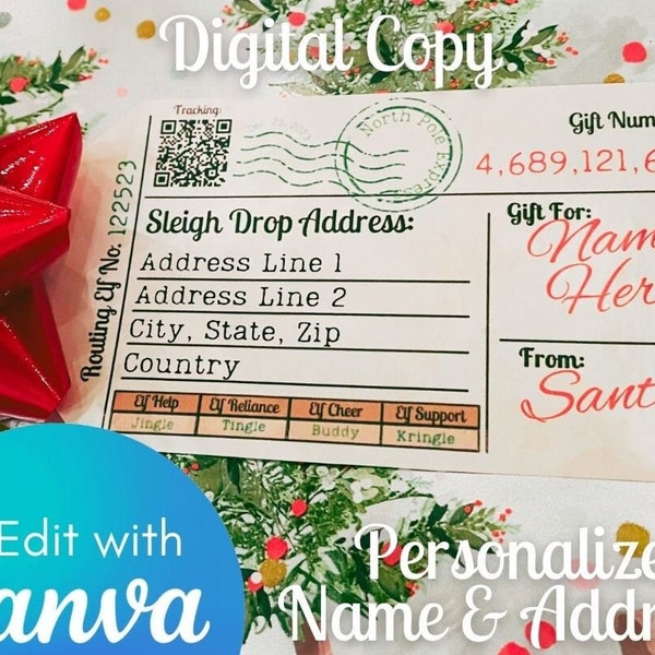 Printable Santa Claus Gift Tags, Inspired by "The Polar Express," Editable Santa Gift Tags using Canva, Personalized Digital Download Tags