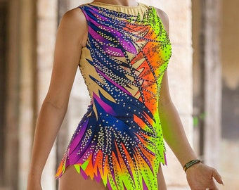 Maillot para gimnasia artística, patinaje artístico, gimnasia acrobática, 100% licra