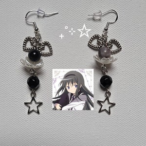 Homura Akemi Soul Gem Silver Earrings Puella Magi Madoka Magica Magical Girl