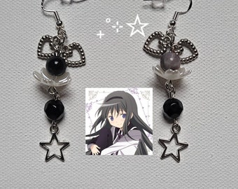 Homura Akemi Soul Gem Silver Earrings Puella Magi Madoka Magica Magical Girl