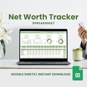 NET WORTH TRACKER spreadsheet for Google Sheets | Assets & Liabilities | Goal Tracker | Net Worth Dashboard | Personal Finance | Template
