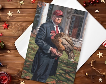 Seasonal Trump 4×6 in. Greeting Card - MAGA Thanksgiving - Blank Inside - Perfect Gift for Patriots and Trump Supporter Friends and Family!