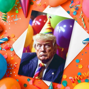 Trump Geburtstagskarte - Perfektes Geschenk für Trump Anhänger - Fake News - 4″ × 6″ Grußkarte