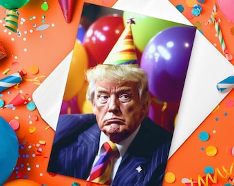Trump Birthday Card - Perfect Gift for Trump Supporters - Fake News - 4″ × 6″ Greeting Card