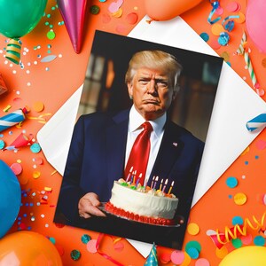Tarjeta de cumpleaños de Trump: regalo perfecto para los seguidores de Trump. ¡Te deseamos un cumpleaños maravilloso! - Tarjeta de felicitación de 4″ × 6″