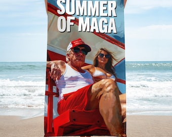 Trump Lifeguard Beach Towel: Summer of MAGA Patriotic Pool Towel