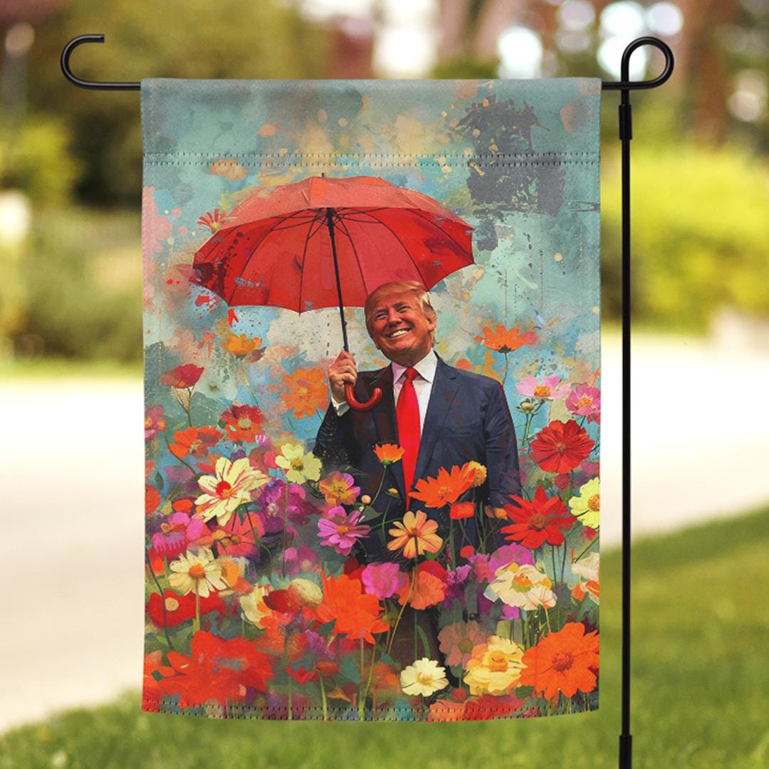 Seasonal Trump Garden Flag - MAGA Springtime Rain - 12 Months of Winning! - Flag Only