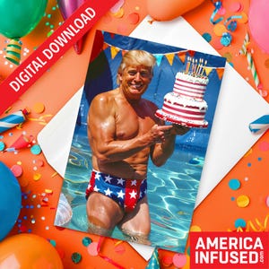 Compleanno di Trump - Download digitale - Biglietto fai da te perfetto e sfondo per telefono per i sostenitori di Trump - Stampa facilmente un biglietto di auguri di dimensioni standard!