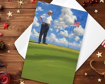 Seasonal Trump 4×6 in. Greeting Card - MAGA Summer Golf - Blank Inside - Perfect Gift for Patriots and Trump Supporter Friends and Family!