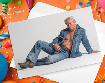 Grappige Trump-verjaardagskaart – geweldige jeans, MAGA-cadeau (4" x 6")